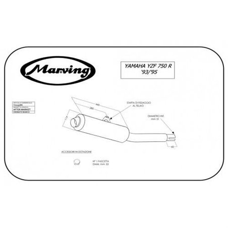 Silencieux Rond YZF 750 R 1993/1995 Ø114 Chromé Homologué