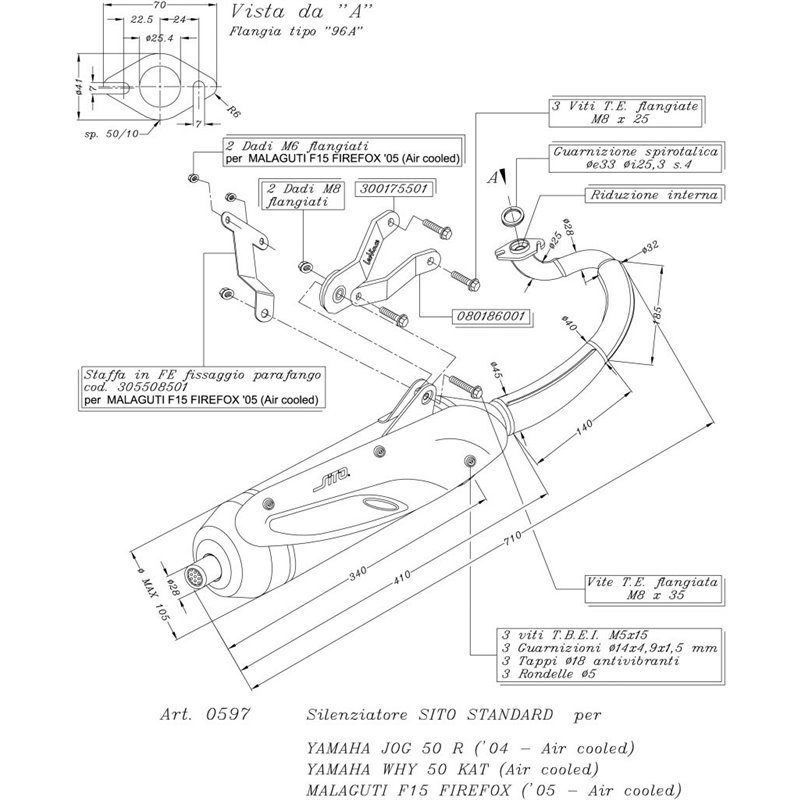 Ligne Complète SITO JOG R 50 air cooled - Homologué