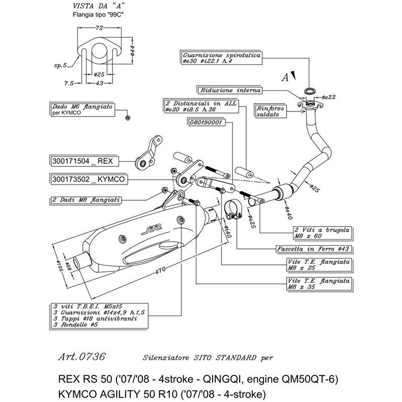 Ligne Complète SITO 139QMB engine 4 stroke - Non Homologué