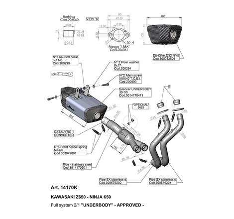 Ligne Complète  UNDERBODY NINJA 650 - Homologué