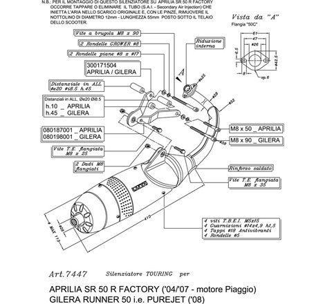 Ligne Complète  TOURING SR 50 R FACTORY Piaggio engine - Homologué