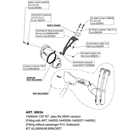 Kit de suppression du repose-pied passager - Support en aluminium peint en noir  YZF-R7