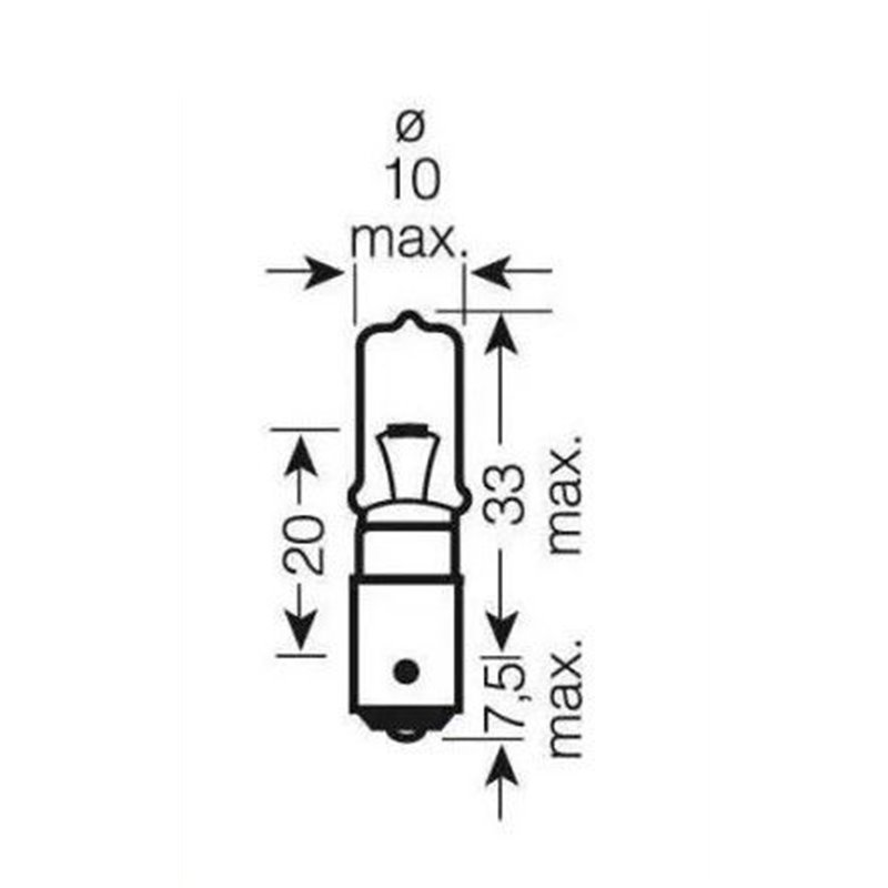 Ampoule 1 fil - 12V 21W Bay9s Plot Decalé 