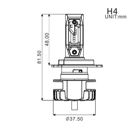 Ampoule H4 LED + Ballast - 16W/2200 Lumens (Code/Phare)