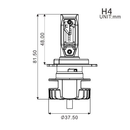 Ampoule H4 LED + Ballast - 16W/2200 Lumens (Code/Phare)