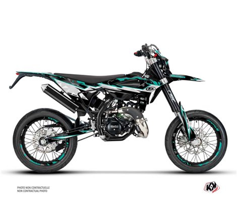 PACK Kit Deco + Housse de Selle 50cc BARBARIAN Beta RR 50 Motard Turquoise