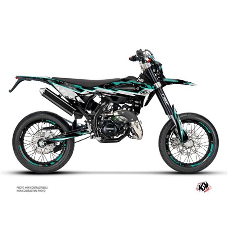 PACK Kit Deco + Housse de Selle 50cc BARBARIAN Beta RR 50 Motard Turquoise