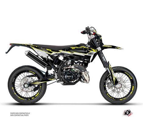 PACK Kit Deco + Housse de Selle 50cc BARBARIAN Beta RR 50 Motard Jaune Neon