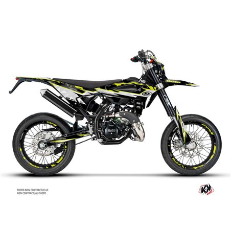 PACK Kit Deco + Housse de Selle 50cc BARBARIAN Beta RR 50 Motard Jaune Neon