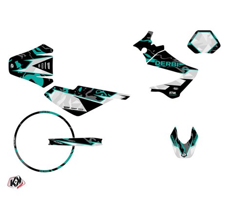 PACK Kit Deco + Housse de Selle 50cc BARBARIAN Derbi Xrace 50 Turquoise