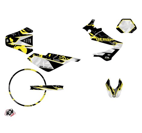 PACK Kit Deco + Housse de Selle 50cc BARBARIAN Derbi Xrace 50 Jaune Neon