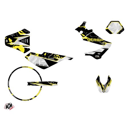 PACK Kit Deco + Housse de Selle 50cc BARBARIAN Derbi Xrace 50 Jaune Neon