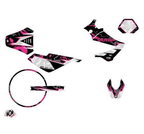 PACK Kit Deco + Housse de Selle 50cc BARBARIAN Derbi Xrace 50 Rose