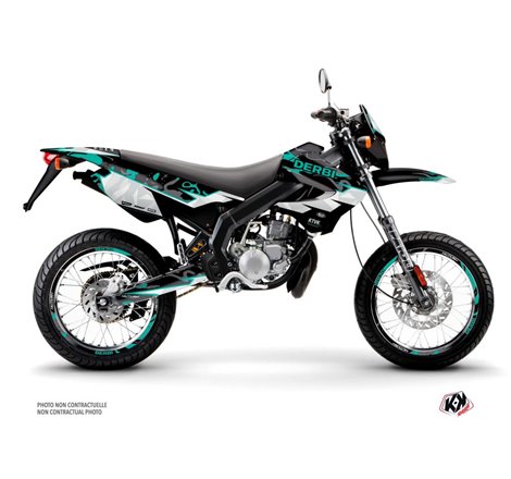 PACK Kit Deco + Housse de Selle 50cc BARBARIAN Derbi Xrace 50 Turquoise