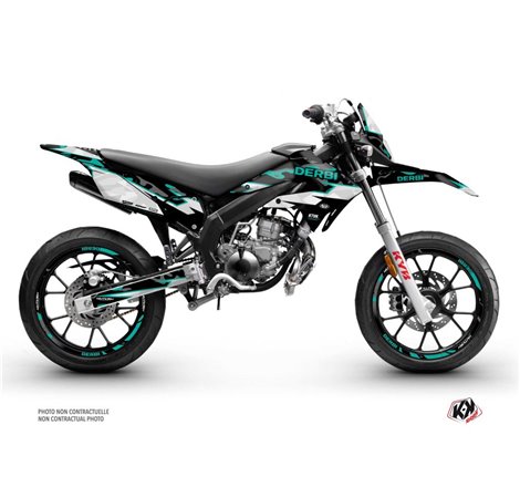 PACK Kit Deco + Housse de Selle 50cc BARBARIAN Derbi Xtreme 50 Turquoise