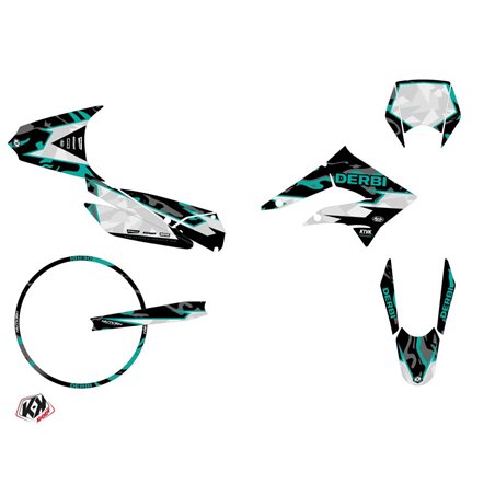 PACK Kit Deco + Housse de Selle 50cc BARBARIAN Derbi Xtreme 50 Turquoise