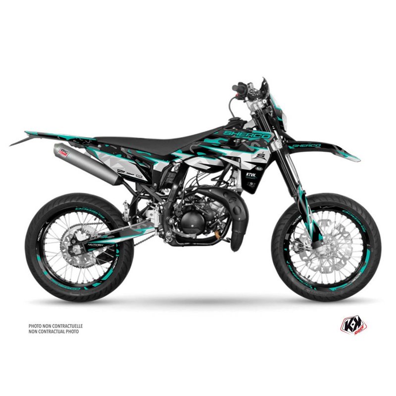 PACK Kit Deco + Housse de Selle 50cc BARBARIAN Sherco SM 50 Turquoise