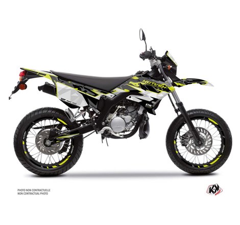 PACK Kit Deco + Housse de Selle 50cc BARBARIAN Yamaha DT 50 Jaune Neon