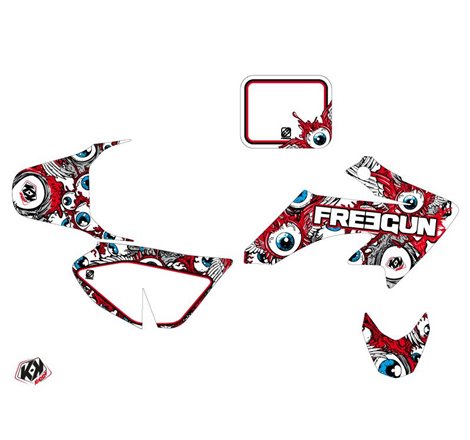 Kit Deco Moto Cross Freegun Eyed Honda 50 CRF Rouge Bleu