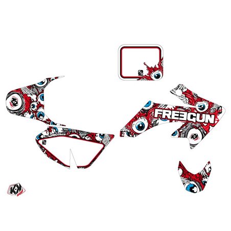 Kit Deco Moto Cross Freegun Eyed Honda 50 CRF Rouge Bleu