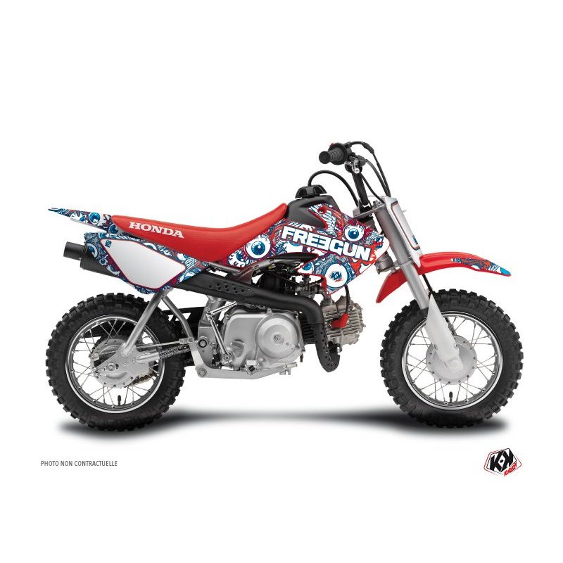 Kit Deco Moto Cross Freegun Eyed Honda 50 CRF Rouge Bleu