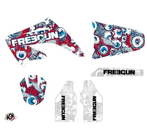 Kit Deco Moto Cross Freegun Eyed Honda 125 CR Rouge Bleu