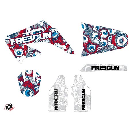 Kit Deco Moto Cross Freegun Eyed Honda 125 CR Rouge Bleu