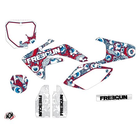 Kit Deco Moto Cross Freegun Eyed Honda 150 CRF Rouge Bleu