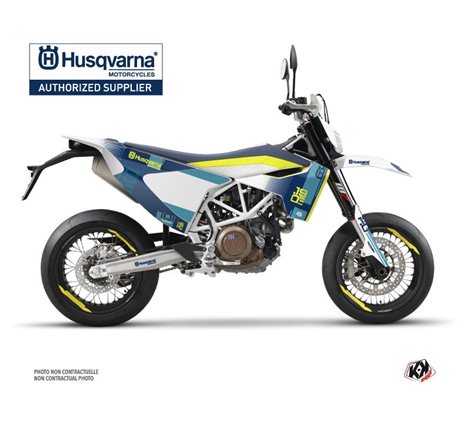Kit Deco Moto Cross Hero Husqvarna 701 Supermoto Bleu Jaune