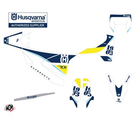Kit Deco Moto Cross Heyday Husqvarna 701 Supermoto Bleu Jaune