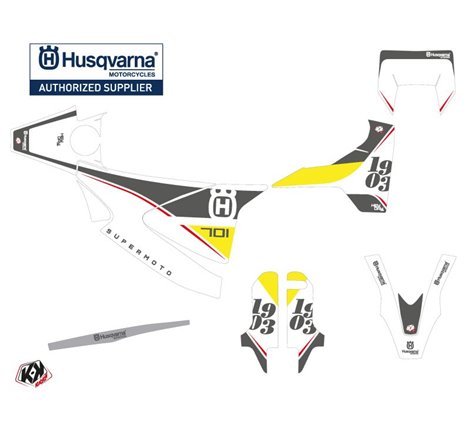 Kit Deco Moto Cross Heyday Husqvarna 701 Supermoto Gris Jaune