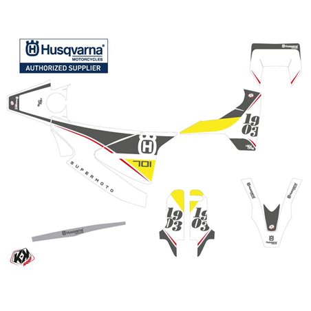 Kit Deco Moto Cross Heyday Husqvarna 701 Supermoto Gris Jaune