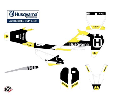 Kit Deco Moto Cross Block Husqvarna 450 FS Noir Jaune