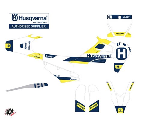 Kit Deco Moto Cross Block Husqvarna 450 FS Bleu Jaune