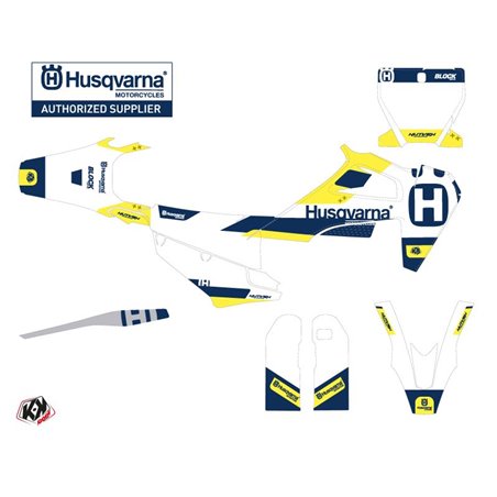 Kit Deco Moto Cross Block Husqvarna 450 FS Bleu Jaune