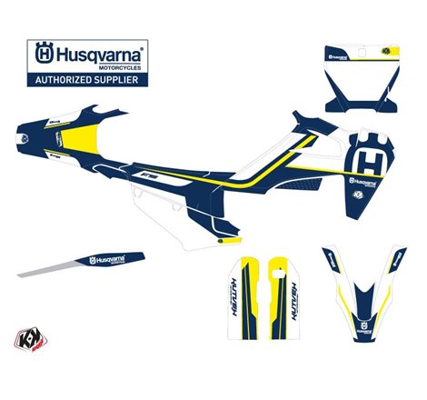 Kit Deco Moto Cross Heritage Husqvarna 450 FS Bleu Blanc