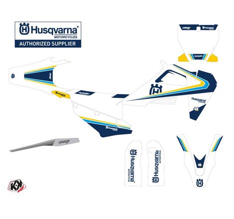 Kit Deco Moto Cross Legacy Husqvarna 450 FS Bleu Jaune