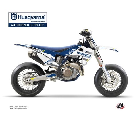 Kit Deco Moto Cross Split Husqvarna 450 FS Blanc Bleu