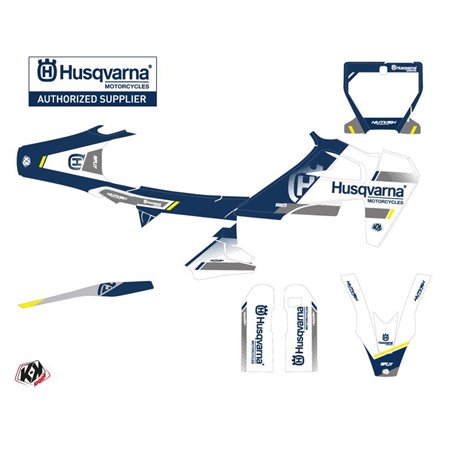 Kit Deco Moto Cross Split Husqvarna 450 FS Blanc Bleu