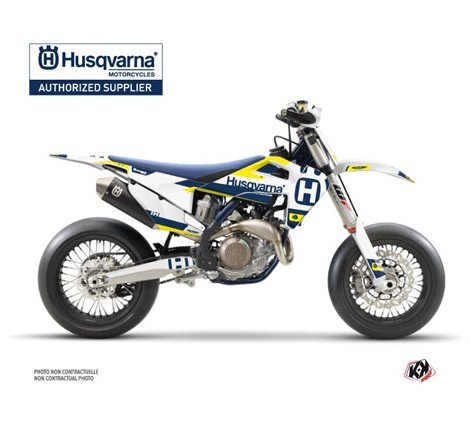 Kit Deco Moto Cross Block Husqvarna 450 FS Bleu Jaune