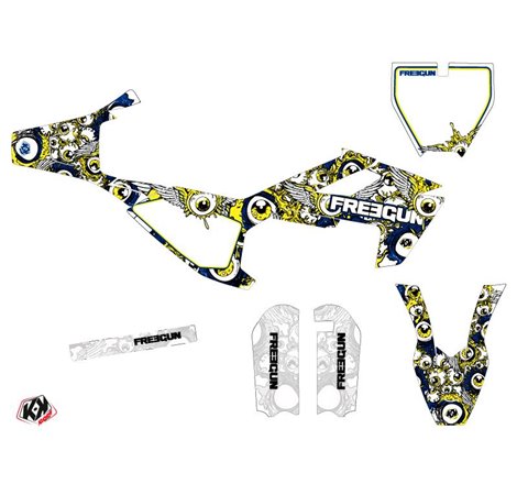 Kit Deco Moto Cross Freegun Eyed Husqvarna TC 50 Bleu Jaune