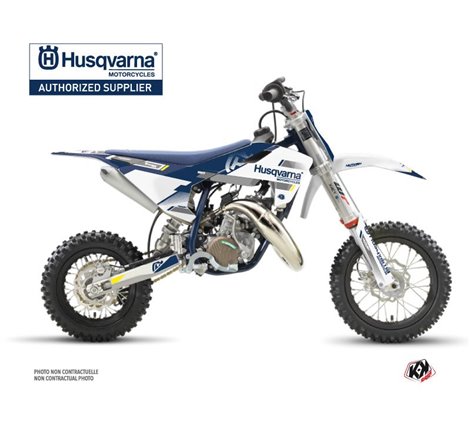 Kit Deco Moto Cross Split Husqvarna TC 50 Blanc Bleu