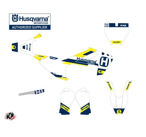 Kit Deco Moto Cross Block Husqvarna TC 50 Bleu Jaune