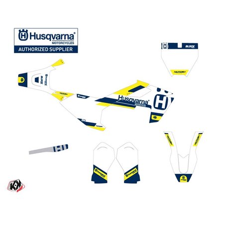 Kit Deco Moto Cross Block Husqvarna TC 50 Bleu Jaune