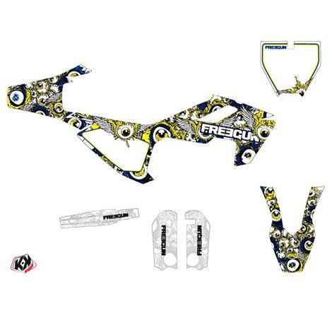 Kit Deco Moto Cross Freegun Eyed Husqvarna TC 65 Bleu Jaune