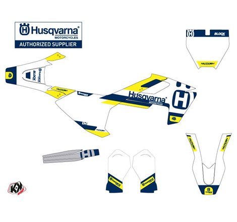 Kit Deco Moto Cross Block Husqvarna TC 65 Bleu Jaune