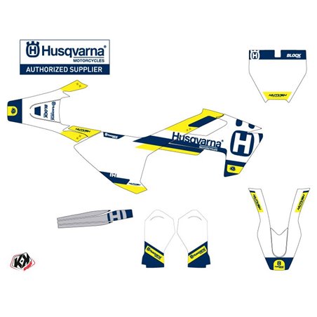 Kit Deco Moto Cross Block Husqvarna TC 65 Bleu Jaune