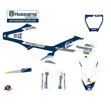 Kit Deco Moto Cross Split Husqvarna TC 85 Blanc Bleu