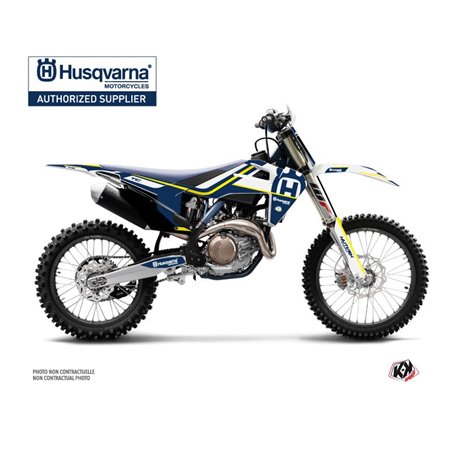 Kit Deco Moto Cross Heritage Husqvarna TC 125 Bleu Blanc