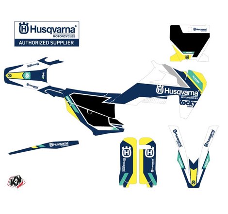 Kit Deco Moto Cross Rocky Husqvarna TC 125 Bleu